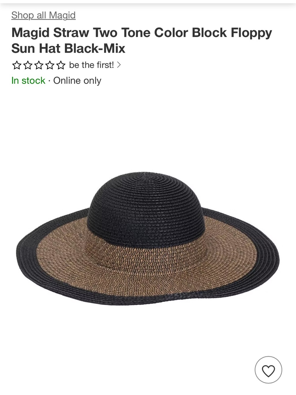 Two-Tone Black and Brown Wide-Brim Sun Hat